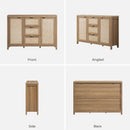 Caramel Oak Rattan Large Sideboard Buffet Storage Cabinet