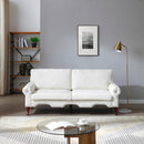 80-Inch Modern Linen 3 seat Sofa with Wooden Legs & Crystal button and Copper Nail, Tufted Backrest, Perfect for Living Room, Bedroom, or Office (Beige)
