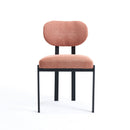 Modern Dining Room Chairs Set of 2, Mid-Century Upholstered Boucle Kitchen Dining Chairs with Black Metal Legs