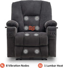 Grey Fabric Electric Recliner Chair With Heat And Vibration