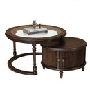 Modern Nesting Coffee Table Set with Matching Glass Side Table – Elegant Rubberwood Frame and Functional Storage