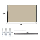 Retractable Side Awning, 118 x 63 in, Waterproof and UV-Resistant, Privacy Screen for Patio, Balcony, Garden, Beige Polyester with Dark Grey Frame