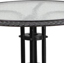 3-Piece Patio Dining Set With Round Glass Table And Stackable Rattan Chairs Gray