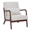 Mid-Century Modern Accent Chair, Arm Chair Living Room Chairs with Pillow Upholstered Reading Chair with Solid Wood Frame & Living Room Bedroom Balcony (beige)