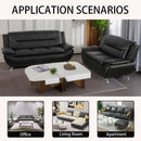 Black 5 Seat Faux Leather Sectional Sofa Set For Living Room
