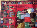 Afghan Rug 3x7, Map of Afghanistan, War Rug, Tribal Rug, Balouch Rug, New, Red