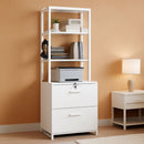 2 Drawer File Cabinet With Lock For Letter Legal A4 Folders White With Storage Bag Open Shelf And Hook
