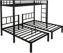 Triple Bunk Bed For 3 With Guardrails And Integrated Ladder