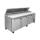 Heavy-Duty 93-Inch Commercial Stainless Steel Pizza Prep Table With Refrigeration (SAK52193)