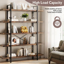 Brown 47 Inch Wide Industrial Bookcase Open Shelves