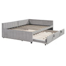 Full Size Upholstered L-Shaped Upholstered Daybed with Twin
Size Pop Up Trundle, Gray