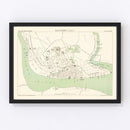 Vintage Map of Yangon, Myanmar 1888