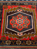 Afghan Rug 3x5, Tribal, Navy Blue, Wool, Handmade, Geometric, Rustic