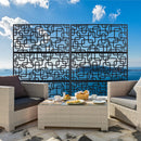 Outdoor & Indoor Privacy Screen Metal Privacy Screen 76' H×48' W, Freestanding Decorative Privacy Screen for Deck Balcony Patio, Privacy Fence Panels for Outside Lawn Garden PS114 BLACK
