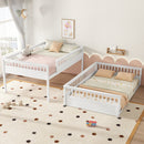 Queen over Queen Bunk Bed with Ladder and Guardrails, White