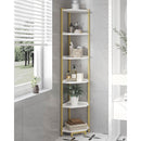 6-Tier Corner Shelf Stand White Gold Finish For Living Room