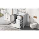30' Bathroom Vanity with Sink, Bathroom Vanity Cabinet with Three Drawers and Door, Solid Wood and MDF, White