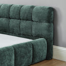 King size  Upholstered Bed Frame with Thick Fabric, Chenille Fabric Grounded Queen Size Platform Bed with Headboard and Solid Frame. No Box Spring Needed-green(88.5''*85.5''*24'')