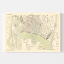 Vintage Map of Antwerp, Belgium 1886