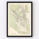 Vintage Map of Bergen, Norway 1885
