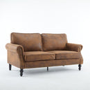 68 Inch Nailhead Trim Couches for Living Room, 22' Deep Seat Rolled Arm Sofa, Faux Leather Couch Upholstered SofaComfy Upholstered 2 Seater Sofa, w/Wooden Leg, Large Traditional Sofa for Bedroom