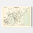 Vintage Map of Dunkerque, France 1886