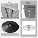 Bar Stools 2 Adjustable Swivel With Back Grey PU Leather