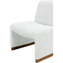 Comfy Accent Chair, Upholstered Slipper Chair, Armless Chair with Wood Legs and Soft Fabric for Living Room, Bedroom, White