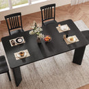 63 Inch Black Rectangular Dining Table Industrial Sturdy
