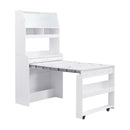 TOPMAX Compact 33.5x15.7x69inch Buffet with Hutch and Foldable Dining Table, Multifunctional Cupboard with Storage Shelf and Side Hooks for Small Places,Studio, Apartment, Marble White