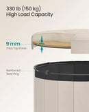 Round Folding Storage Ottoman Cappuccino Beige Velvet
