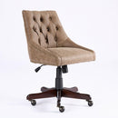 Medieval Retro Style Sheepskin Pattern Fabric Home Office Chair with Lift, Swivel and Recline Functions,Brown color