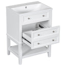 24' Bathroom Vanity With Sink, Bathroom Storage Cabinet with Drawer and Open Shelf, Solid Wood Frame, White (Old Sku:SY999991AAK)
