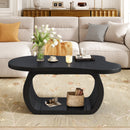 ON-TREND 39.3'*23.6' Modern Cloud Coffee Table with 1.5' Thick Tabletop, Cream Style Irregular End Table with Curved Legs, Unique Design Accent Table with Round Edge for Living Room, Apartment, Black