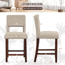24.5 Inch Counter Height Bar Stools Set Of 4 With Back Upholstered Beige Linen For Kitchen Island