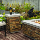 Sandstone Outdoor Propane Tank Holder Fire Pit Cover Side Table Lightweight Concrete 15.35 x 15.35 x 23 inches