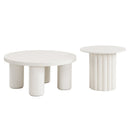 U-Can Modern Coffee Table Set of 2, Round Coffee Table with Cylindrical Leg Design and 1 End Table for Living Room