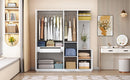 4-Door Wardrobe with Shelves, Drawers, and Full-Length Mirror, White
