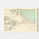 Vintage Map of Danzig, Poland 1889