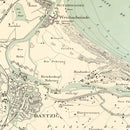 Vintage Map of Danzig, Poland 1889