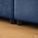 Stylish Blue Chenille 2-Seater Sofa with Ottoman Storage Seat, Cylindrical Backrest and Armrests, Modern Fabric Loveseat