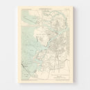 Vintage Map of Saint Petersburg, Russia 1888