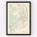 Vintage Map of Saint Petersburg, Russia 1888