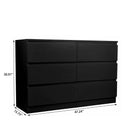 6 Drawer Dresser With Spacious Countertop And Concealed Handles