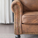 68 Inch Nailhead Trim Couches for Living Room, 22' Deep Seat Rolled Arm Sofa, Faux Leather Couch Upholstered SofaComfy Upholstered 2 Seater Sofa, w/Wooden Leg, Large Traditional Sofa for Bedroom