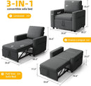 SlateGray Convertible Sleeper Sofa Bed With Armrests