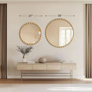 Round Wall Mirror With Gold Metal Frame 27 Inch Entryway
