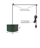 18"W 1 Light Swag Plug-In Pendant  Granite Gray Shade Black Cord