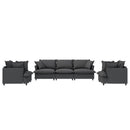 Modular Chenille Sectional Couch Sofa Set with Upholstered 3 Seater and 2 Armchairs in Gray