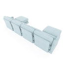 Elegant Four-Seater Sofa with Movable Ottoman and Lumbar Pillow in Sky Blue Chenille with Solid Wood Frame